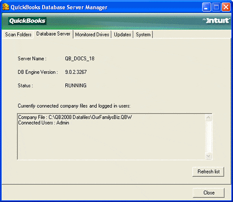QuickBooks Database Server Manager - Screenshot