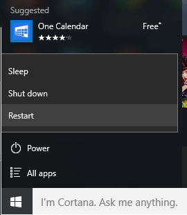 Restart your PC - Screenshot