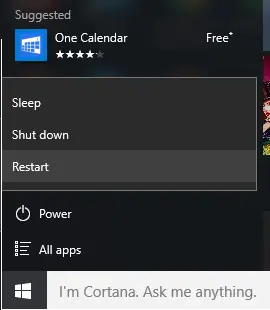 Restart your PC - Screenshot Image