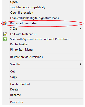 Run as Administrator - Screenshot