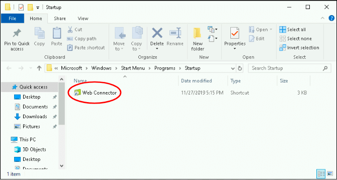 Web connector folder - Screenshot Image