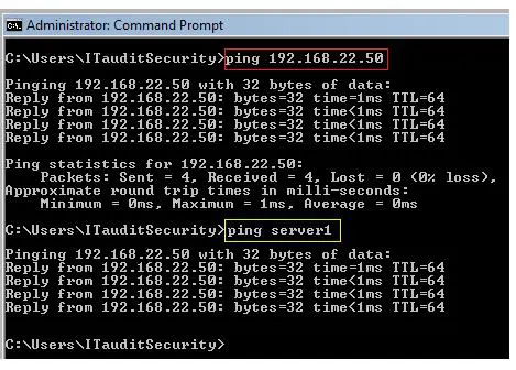 type ping [servername] - Screenshot