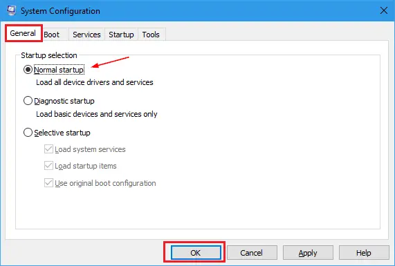 Activate Selective startup mode - Screenshot 2