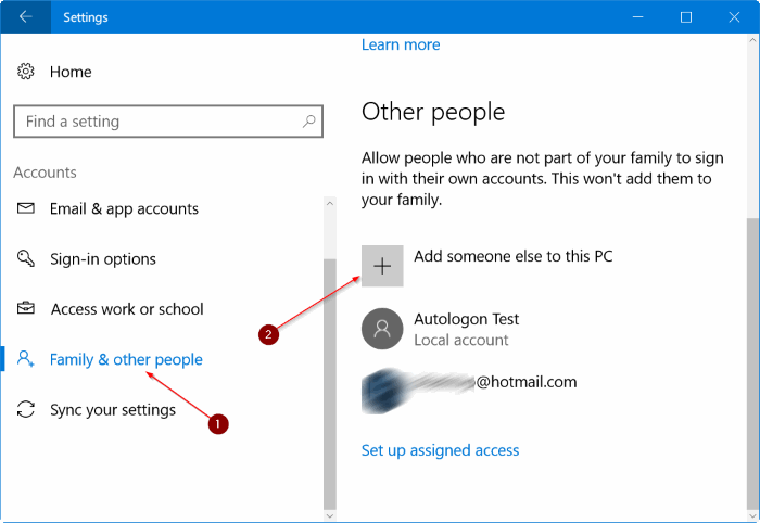 Add New User Account in Windows Screenshot Add a new user account - Screenshot