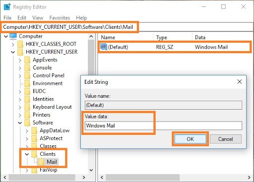 Checking default email program in windows registry - Screenshot