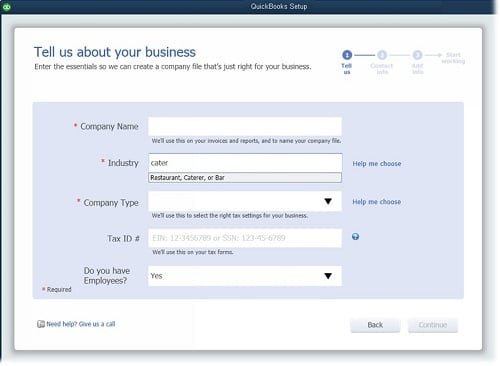 Create a New Company File - Screenshot
