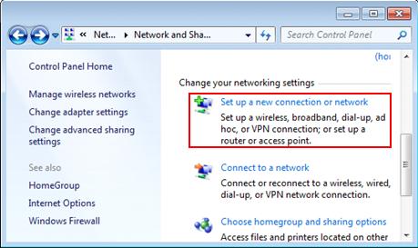 Internet Connection Set Up - Screenshot