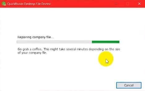 Process of Reparing the company file - Screenshot