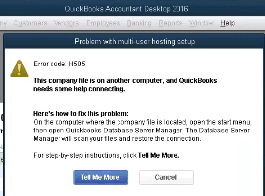 QuickBooks Error Code H505 - Screenshot