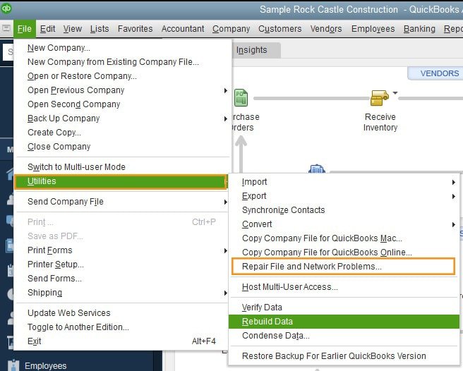 Repair file and Network problems - Screenshot