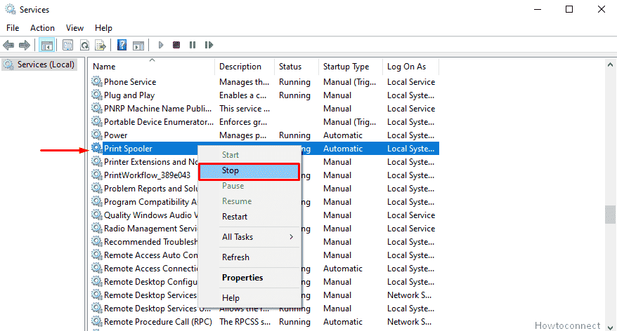 Stop Print Spooler tool - Screenshot