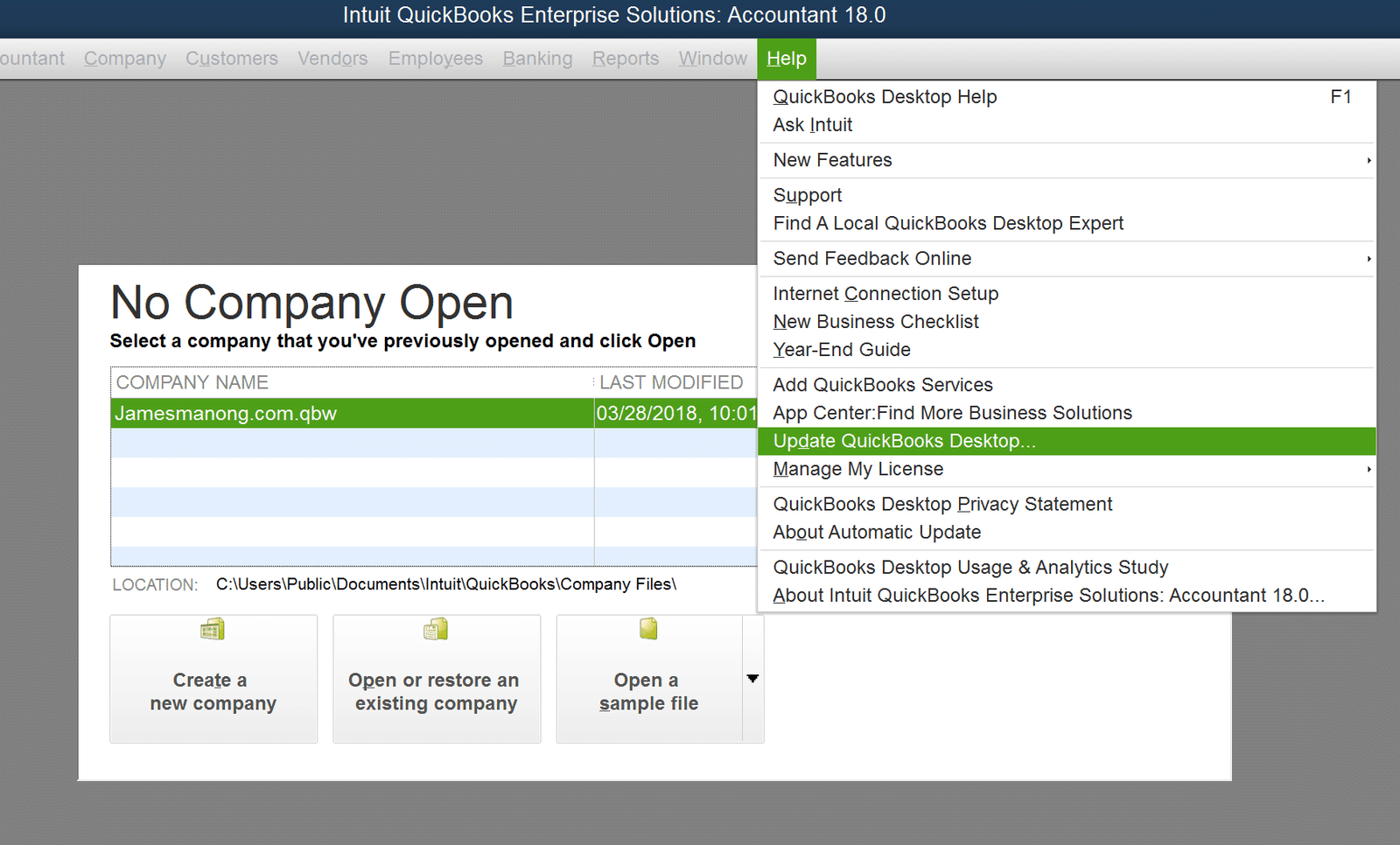 Update QuickBooks Desktop - Screenshot Image 1 (2)