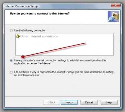 Verify the Internet Connection - Screenshot Image