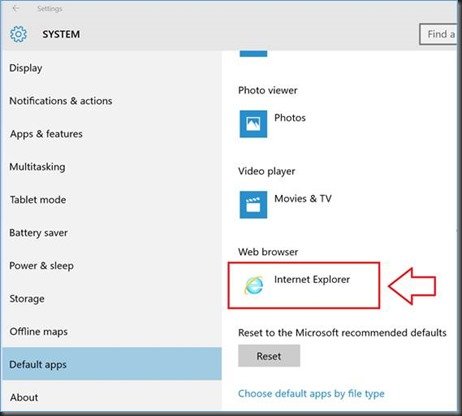 default browser internet explorer- screenshot