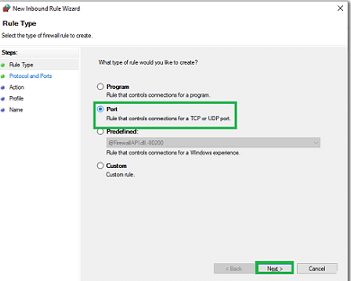 Choose Port Option (QuickBooks Database Server Manager) - Screenshot 1