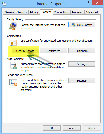 Clear SSL State - Screenshot
