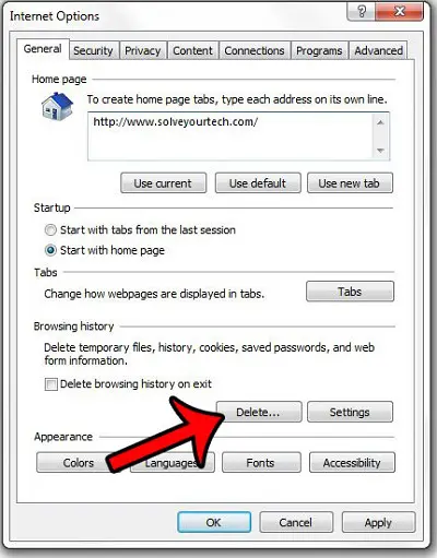Clearing cache data folder of Microsoft Internet Explorer or the default browser - Screenshot 1