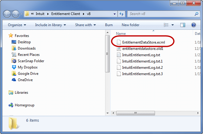 Manually delete EntitlementDataStore.ecml file - Screenshot Image