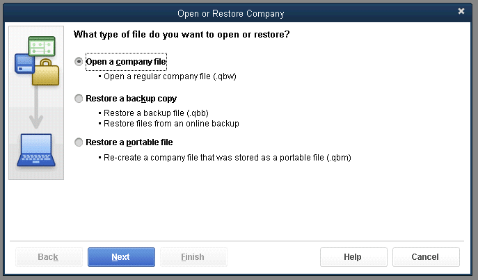 Open a company file - Screenshot