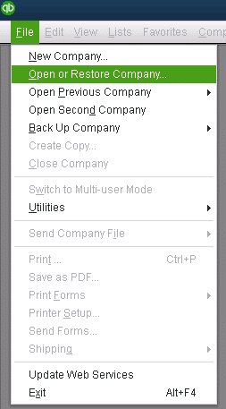 OPen or Restore company - Screenshot