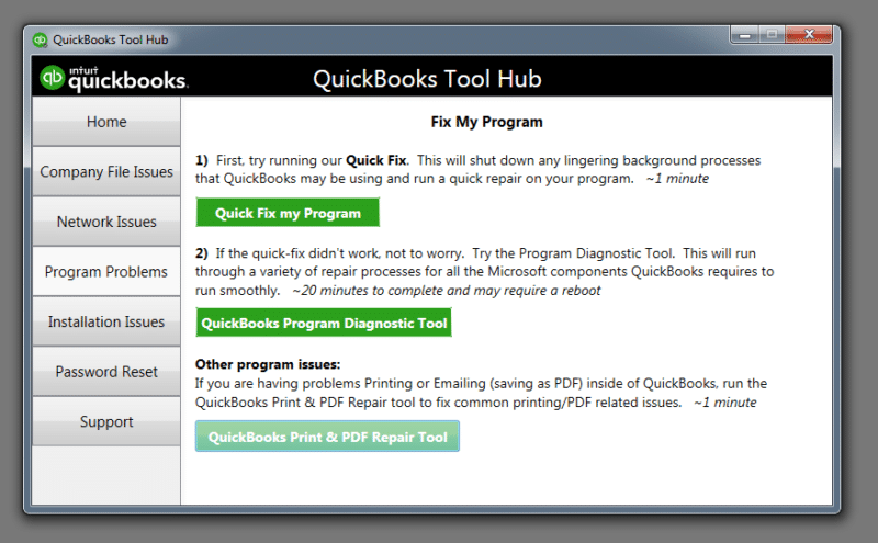 Program problems - QB tool hub - Screenshot
