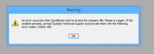 QuickBooks Error Code -6000, -80 - Screenshot