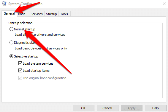 Select normal startup - Screenshot