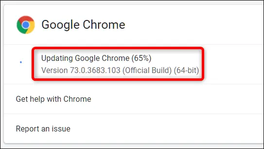 Update Google Chrome Browser - Screenshot