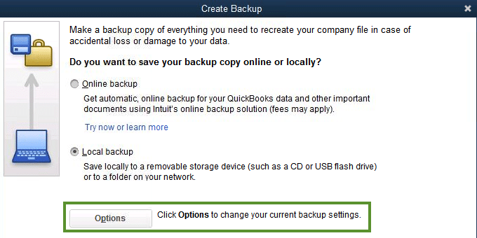 change backup preferences- screenshot