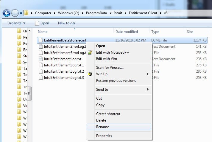 rename the Entitlementdatastore.ecml file - Screenshot Image