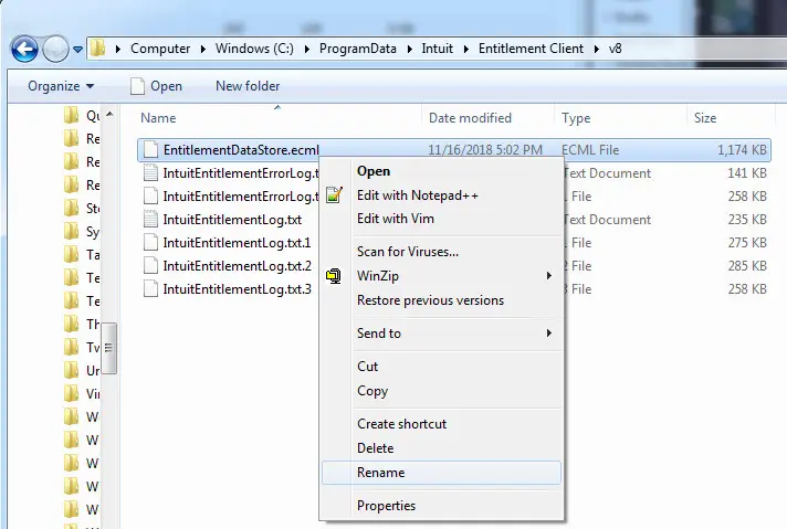 rename the Entitlementdatastore.ecml file - Screenshot Image