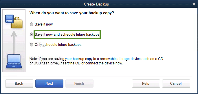 schedule backup- screenshot