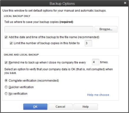 location for saving the backup - Screenshot