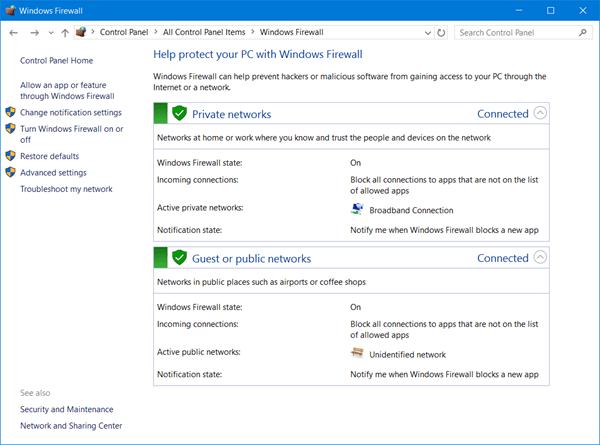 Configuring firewall-screenshot