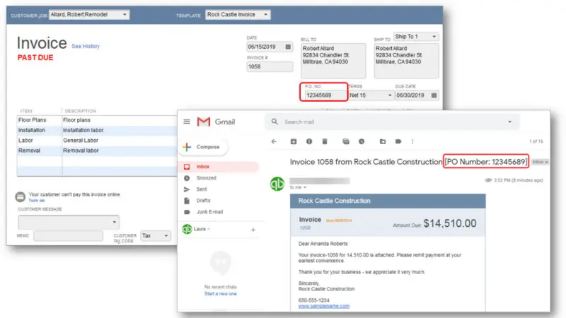 Make purchase order as subject line - Screenshot 2