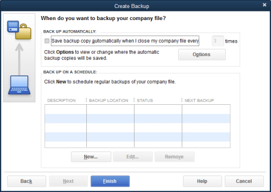 Setup QuickBooks Automatic Backup - Screenshot