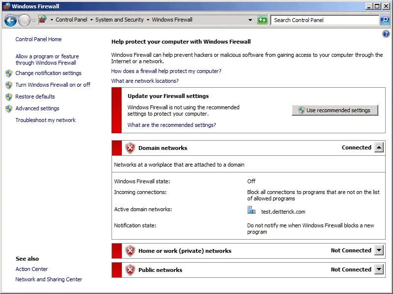 Update windows firewall-screenshot