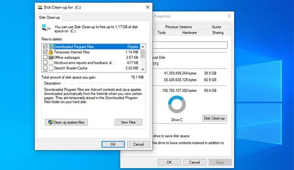 Clean the system junk files - Screenshot