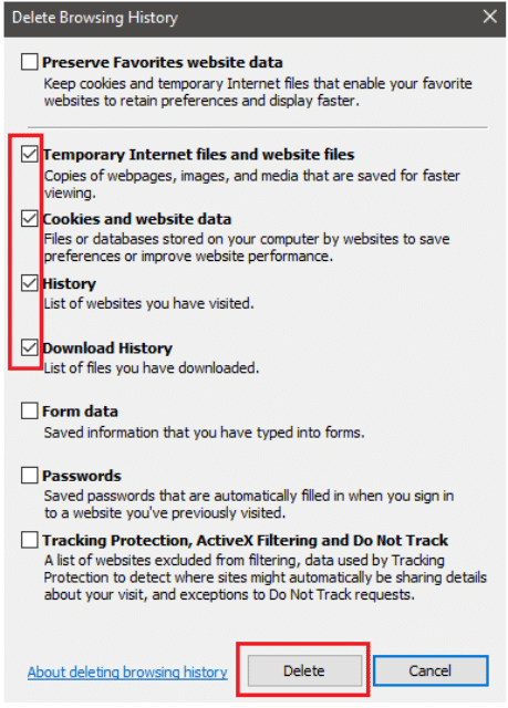 Delete Browsing History - Screenshot