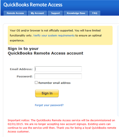 Intuit QuickBooks Remote Access - Screenshot