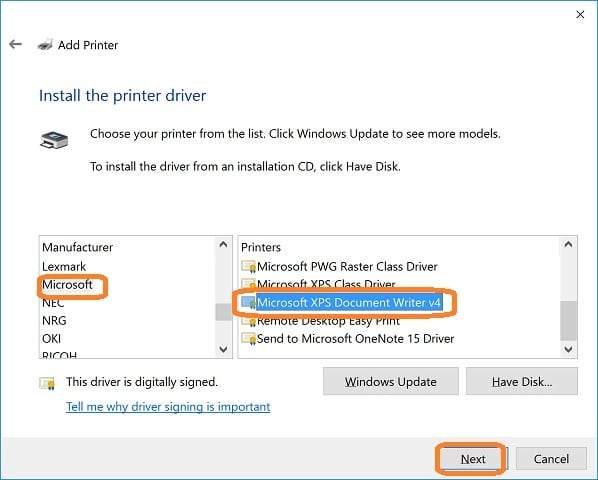 Microsoft XPS document writer v4 - Screenshot