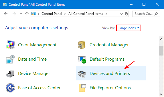 Printer control panel in the windows - Screenshot