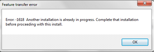 QuickBooks Error Code 1618 - Screenshot Image