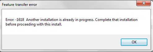 QuickBooks Error Code 1618 - Screenshot Image