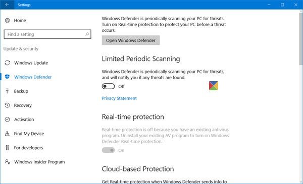 Verifying that the security software settings are tuned in correctly -screenshot