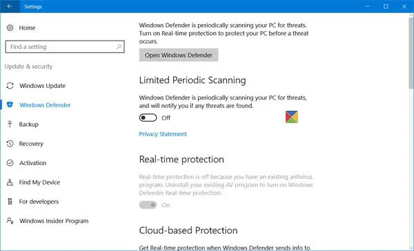 Verifying that the security software settings are tuned in correctly -screenshot
