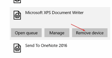 Remove Microsoft XPS document writer - Screenshot