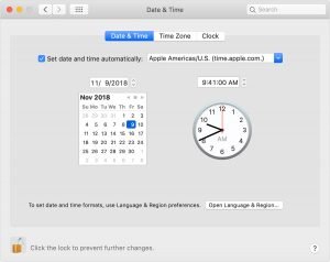 System Date and Time Settings - Screenshot