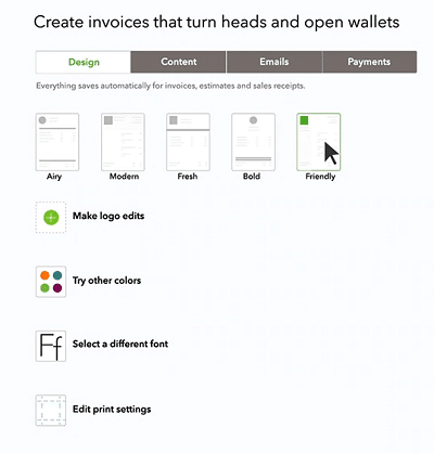 Change Your Invoice Template - Screenshot