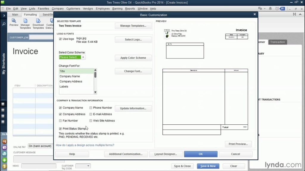Creating an invoice from scratch in QuickBooks - Screenshot 3